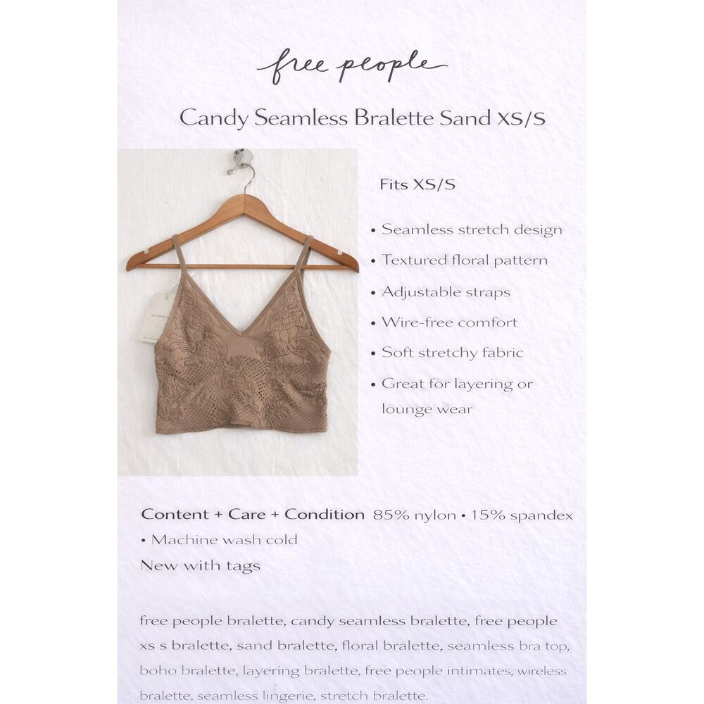 Free People Candy Seamless Bralette Sand Floral XS/S NWT